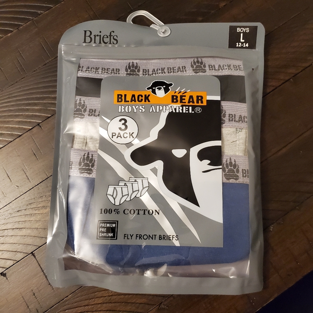 Black Bear 3 Pair Pack Cotton Fly‎ Front Briefs